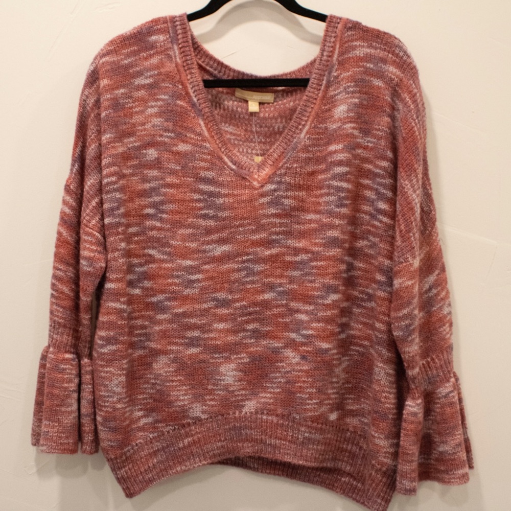 Pink Cardigan With Ruffle Sleeves